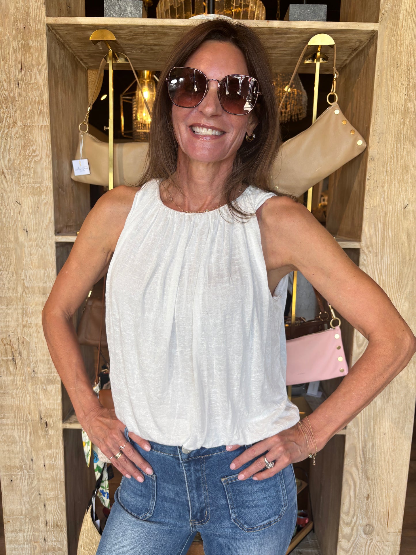 Knit Layered Off White Tank