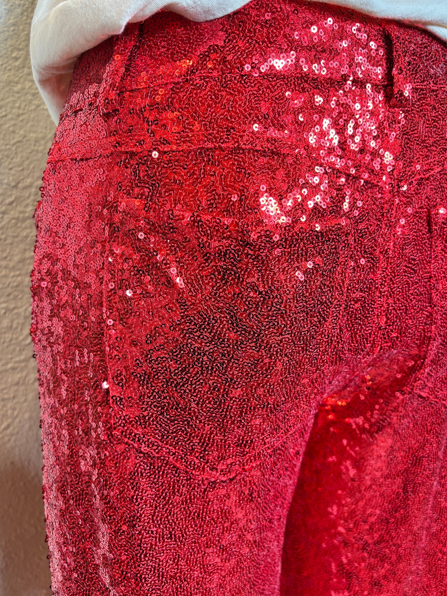 Christmas Mid Rise Leg FLare Sequin Holiday Pants
