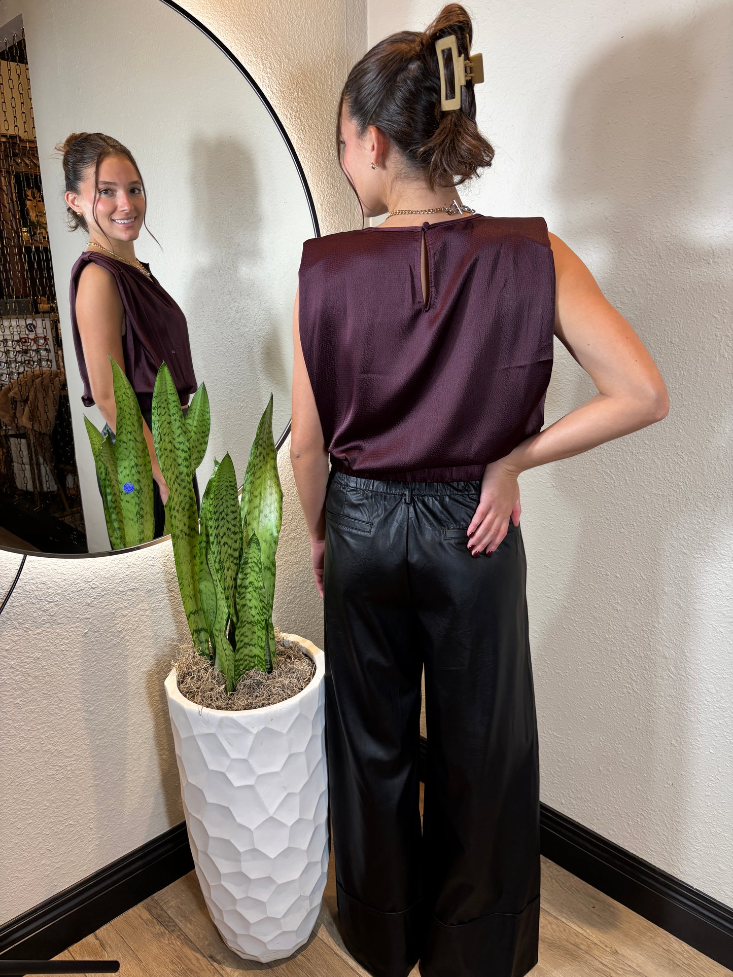 Boxy Top with Pleat Detail on Shoulderss