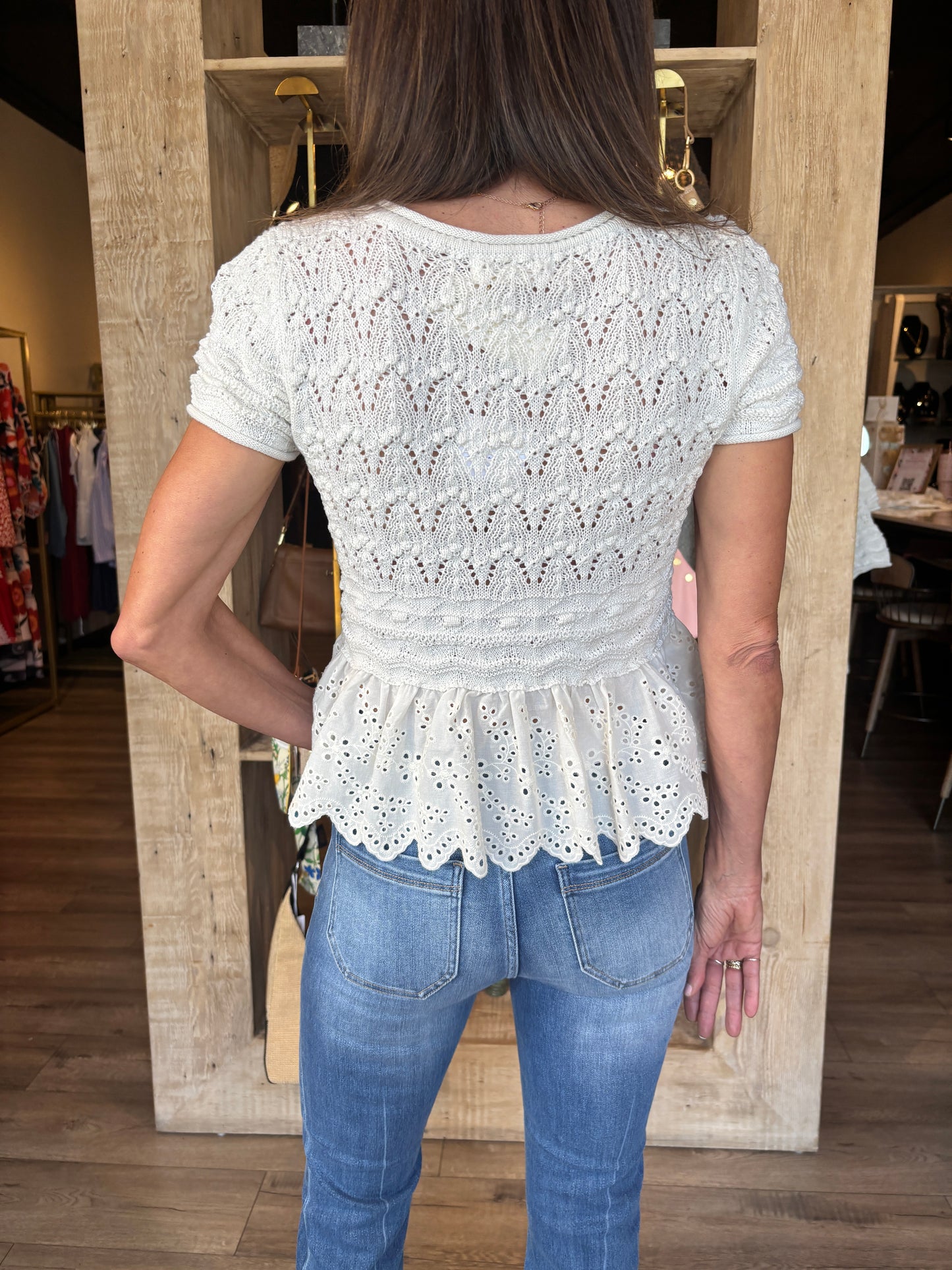 Sophia Peplum Ivory Top