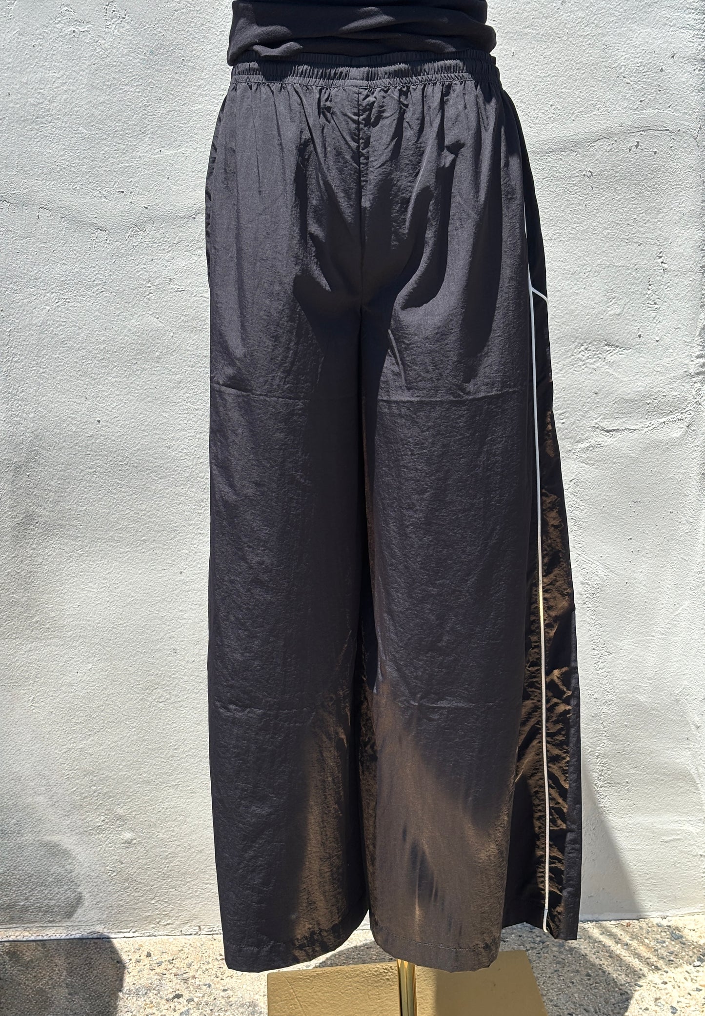 Nylon Track Pants Wide Leg