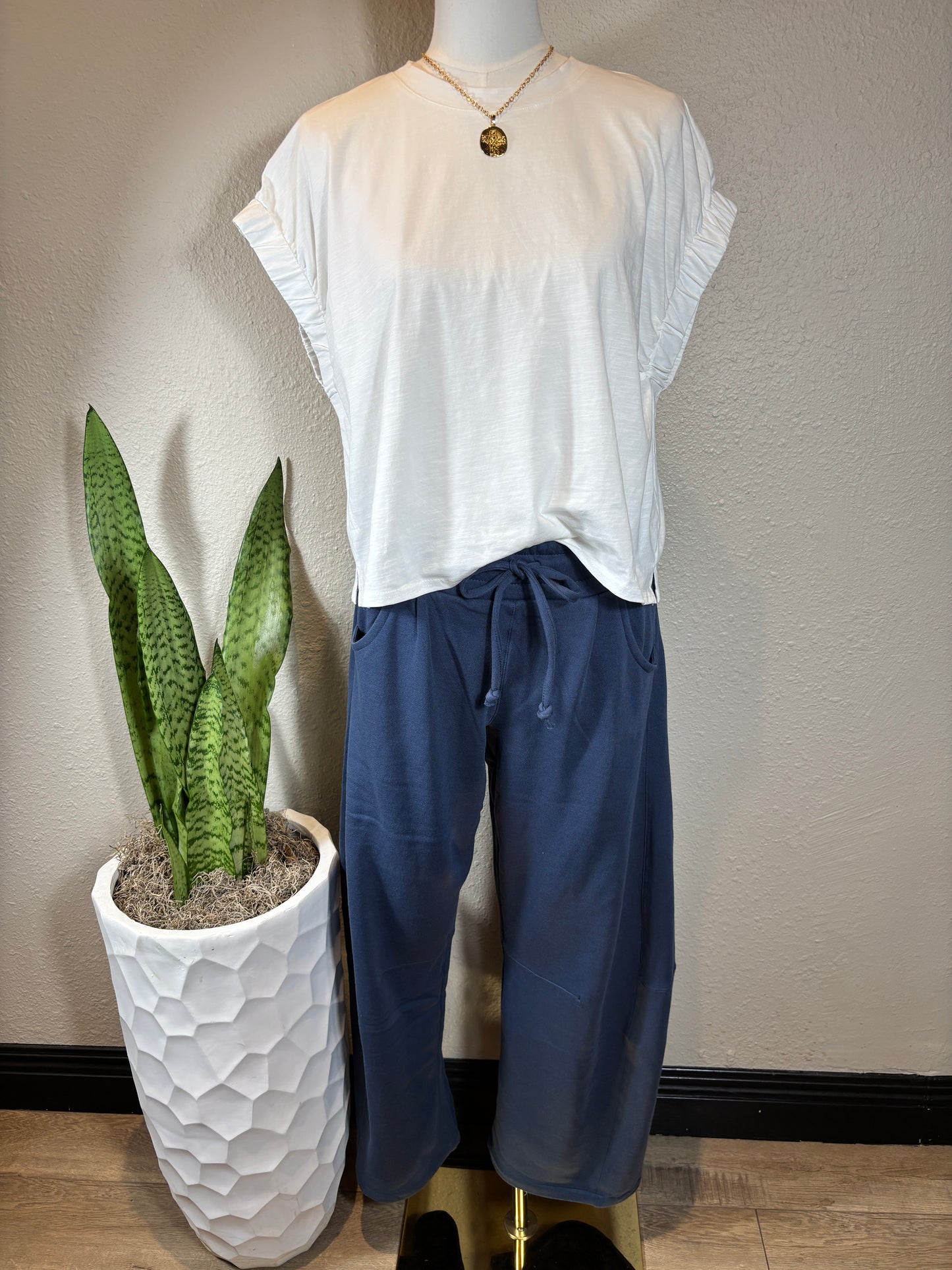 Fleece Baggy Barrel Leg Fit Mid Rise Sweatpants