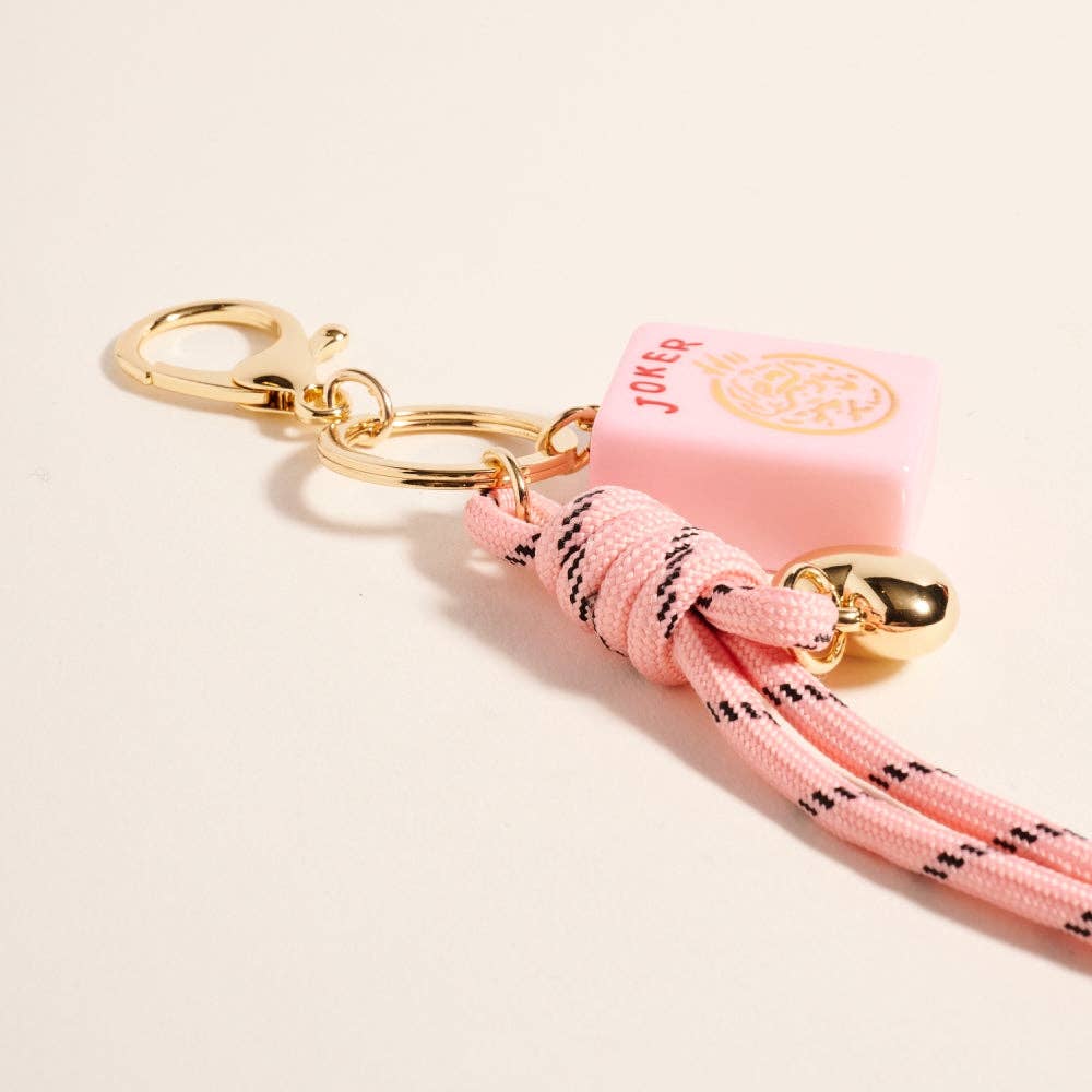 Mahjong Tile Puffy Heart Cord Keychain Bag Charm