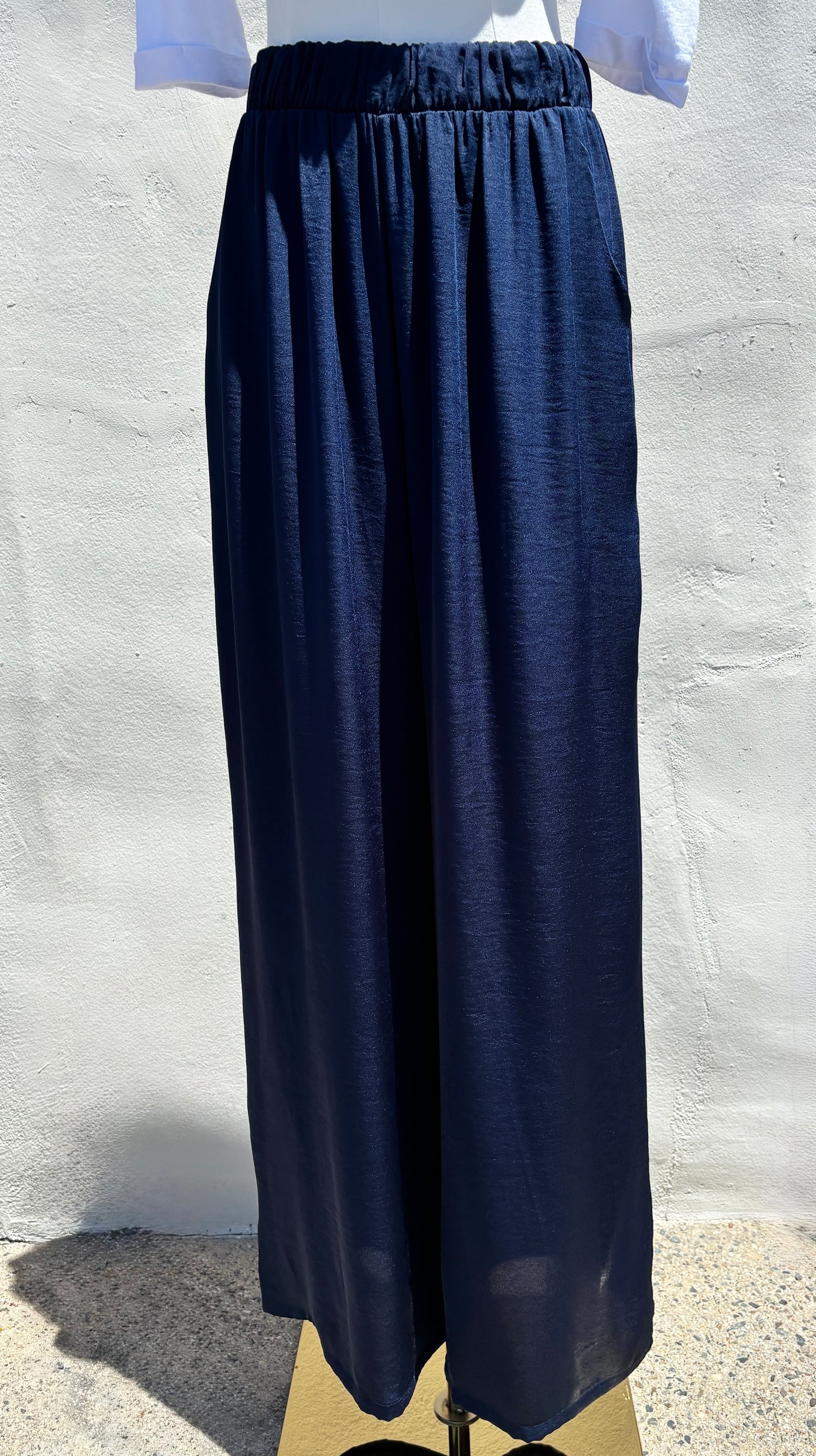 Poly Silk Navy Pants-Ty