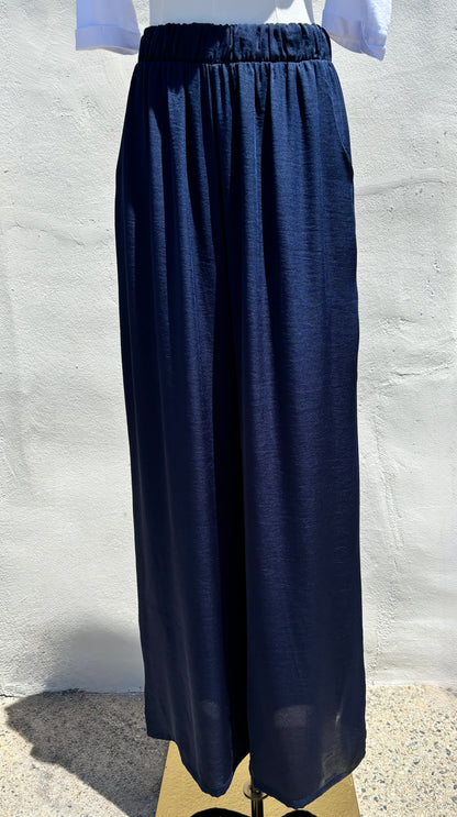 Poly Silk Navy Pants-Ty