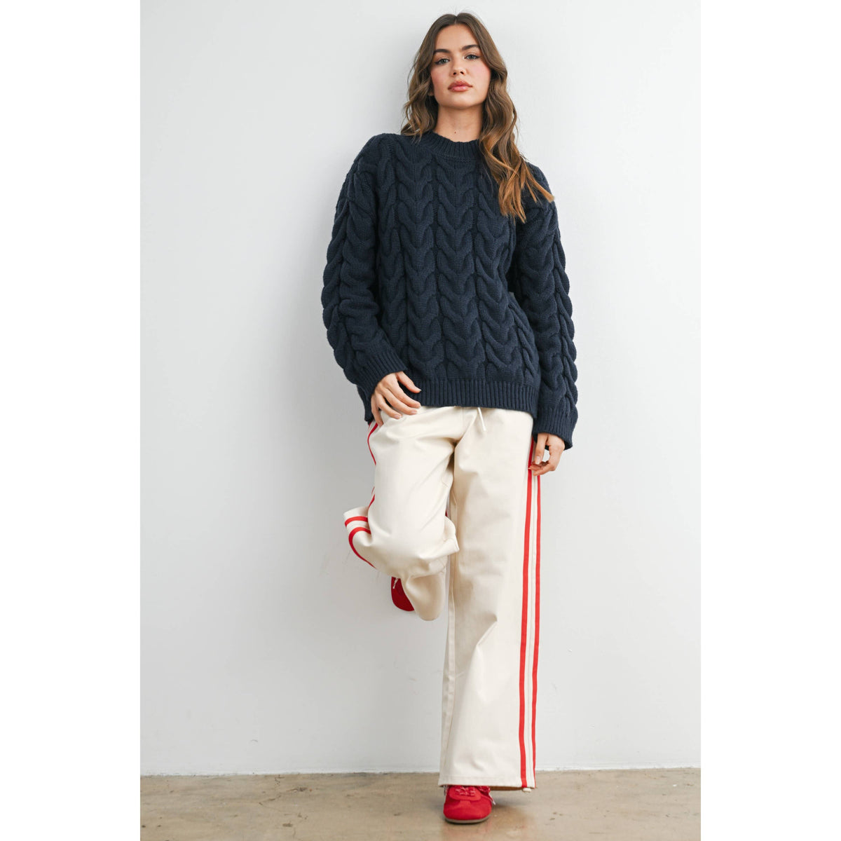 Striped Wide-Leg Drawstring Track Pants - BMP8039