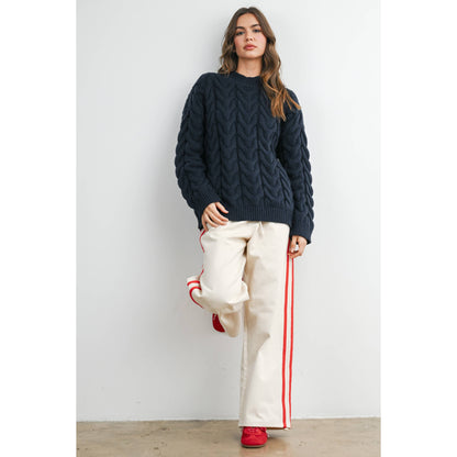 Striped Wide-Leg Drawstring Track Pants - BMP8039