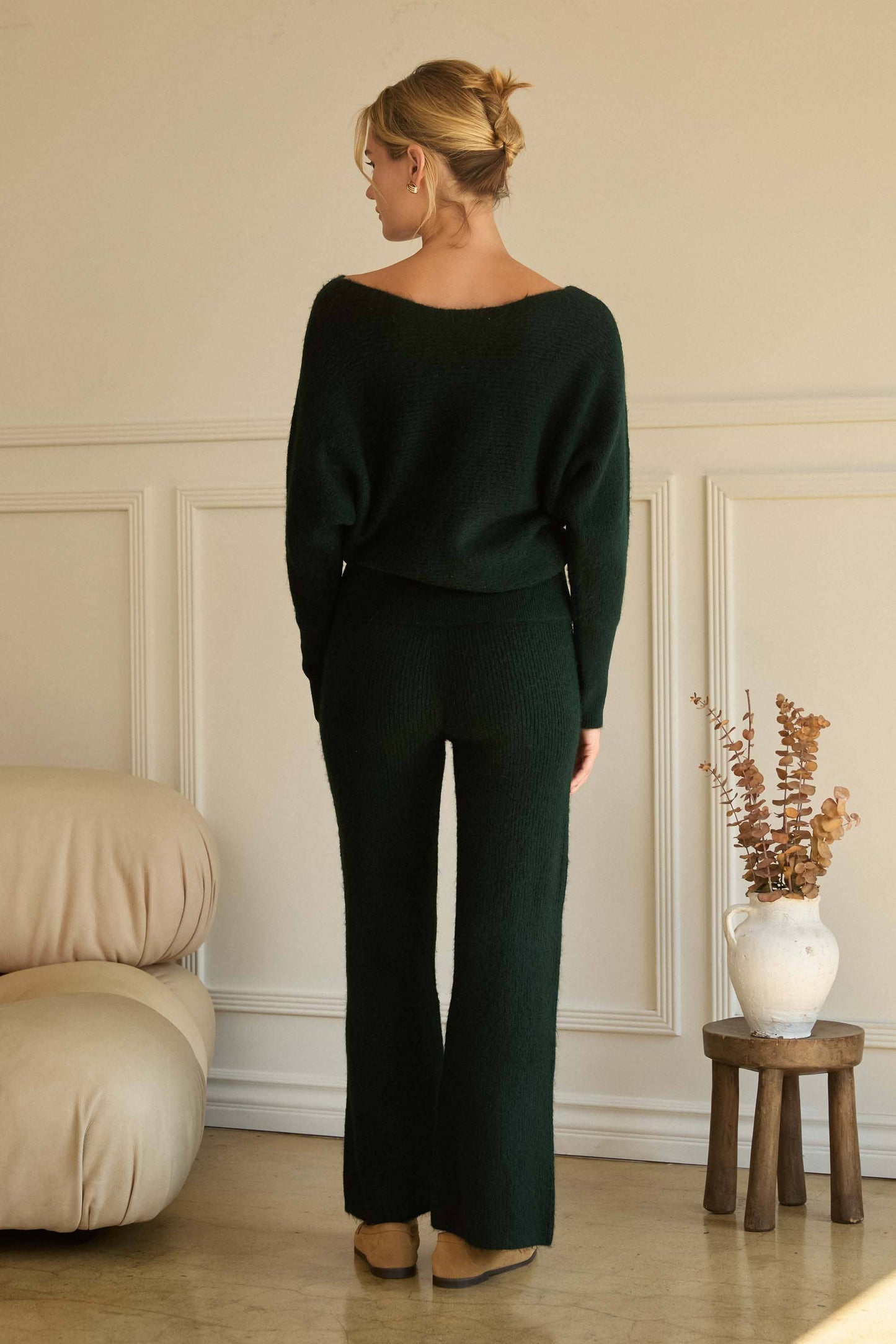 Off Shoulder Rib-Knit Sweater