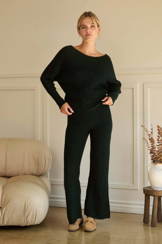 Off Shoulder Rib-Knit Sweater