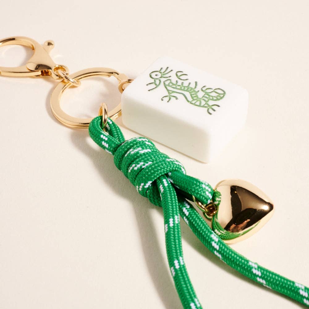 Mahjong Tile Puffy Heart Cord Keychain Bag Charm