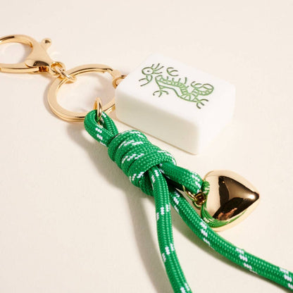 Mahjong Tile Puffy Heart Cord Keychain Bag Charm
