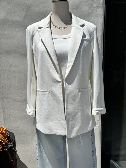 Solid Open Blazer-Elli