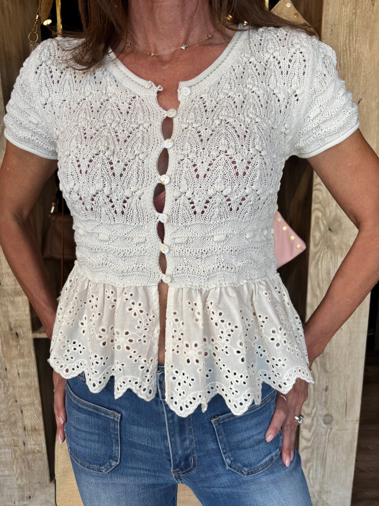 Sophia Peplum Ivory Top