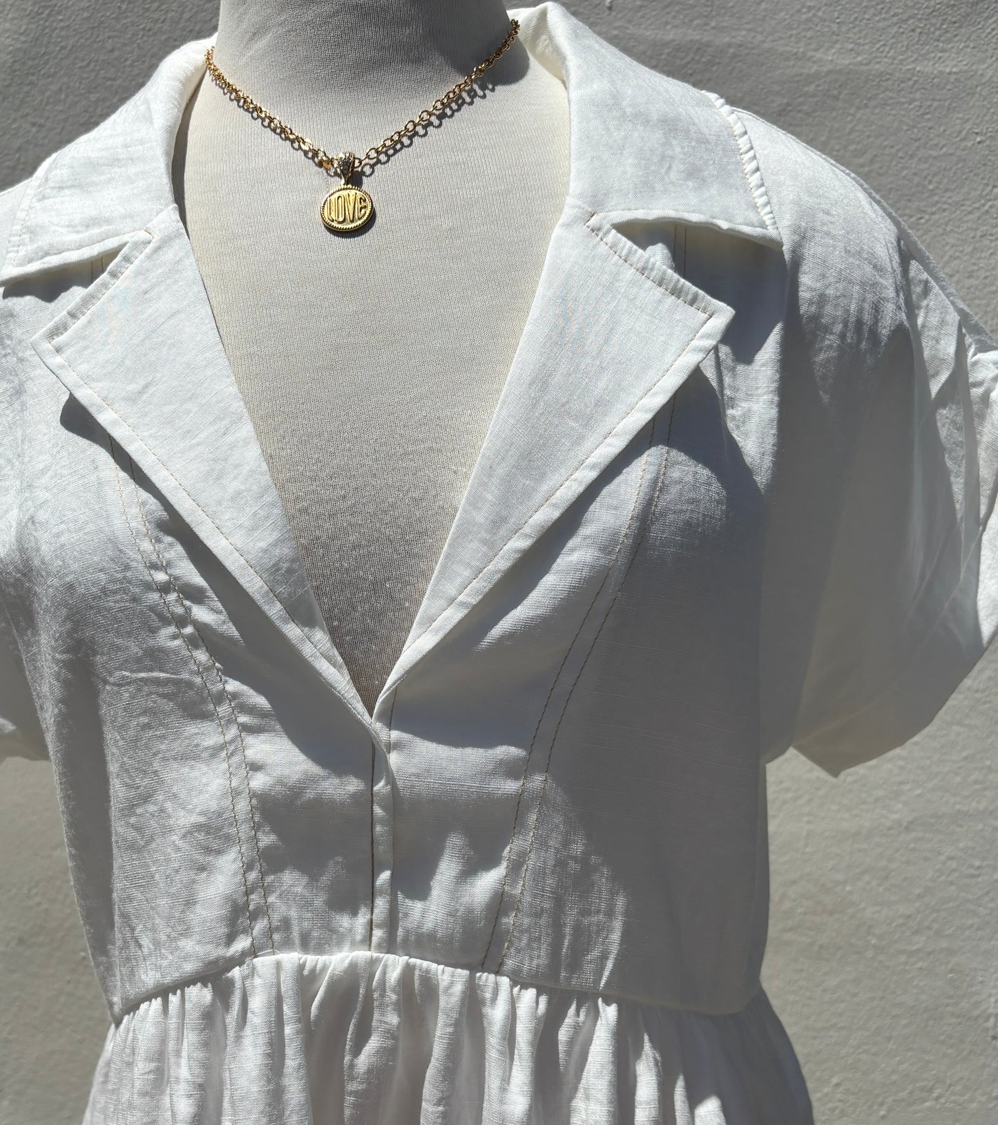 Collared Babydoll Blouse- Off White