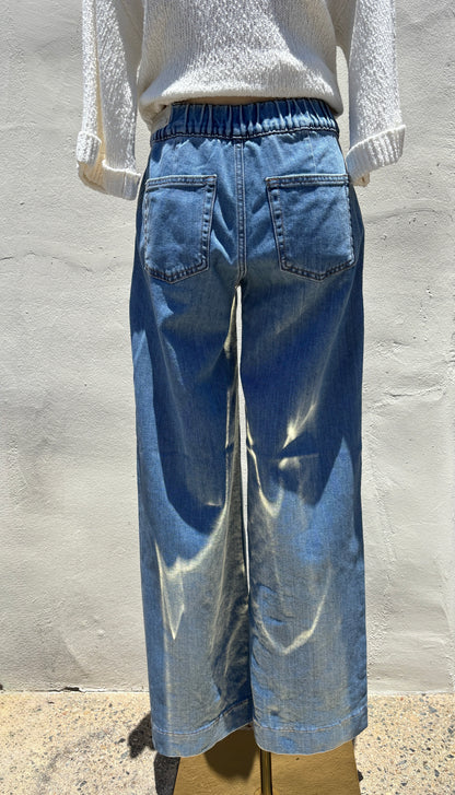 Denim Utility Pocket w/ Tied Waistband Pant-JBD