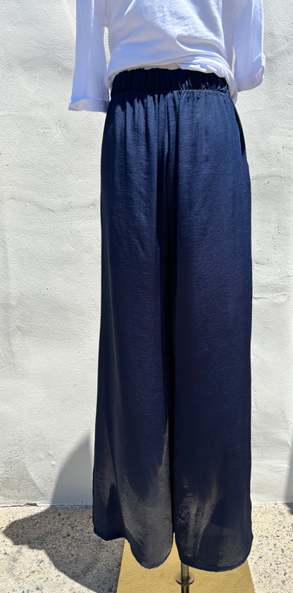 Poly Silk Navy Pants-Ty