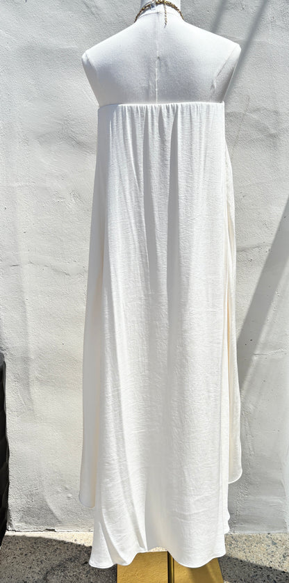 High Low Ivory Silk Dress-Ty