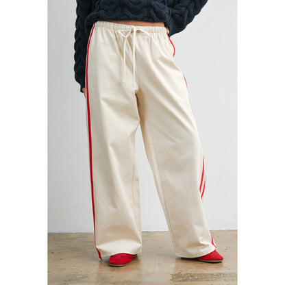 Striped Wide-Leg Drawstring Track Pants - BMP8039