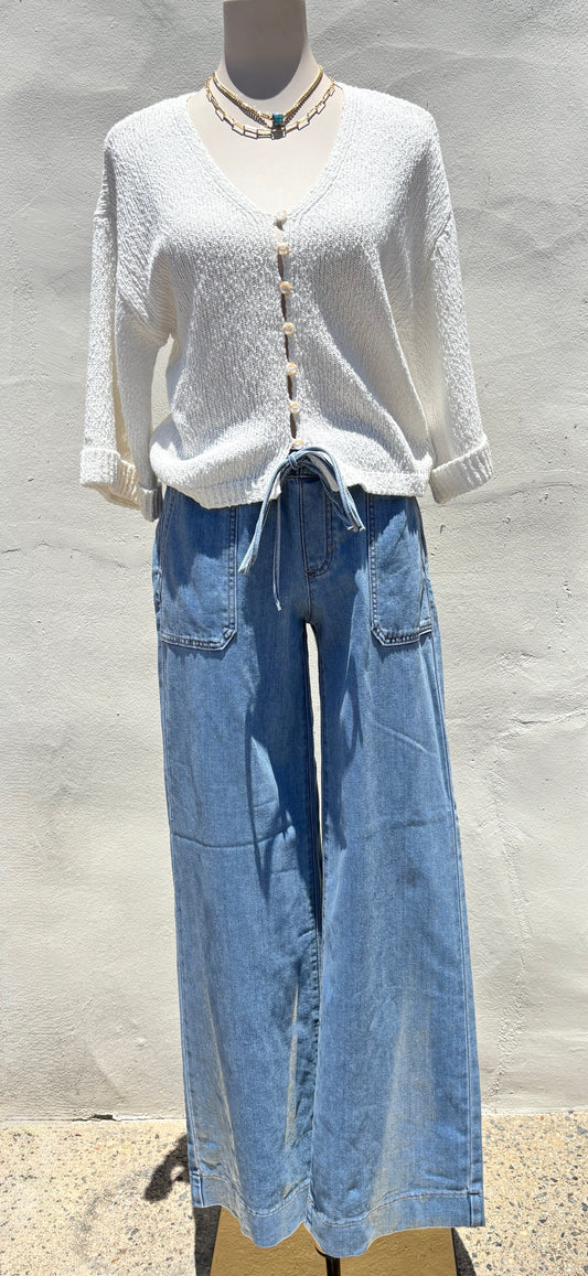 Denim Utility Pocket w/ Tied Waistband Pant-JBD
