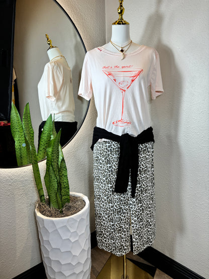 Leopard Print Front Slit Skirt