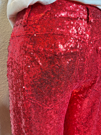 Christmas Mid Rise Leg FLare Sequin Holiday Pants
