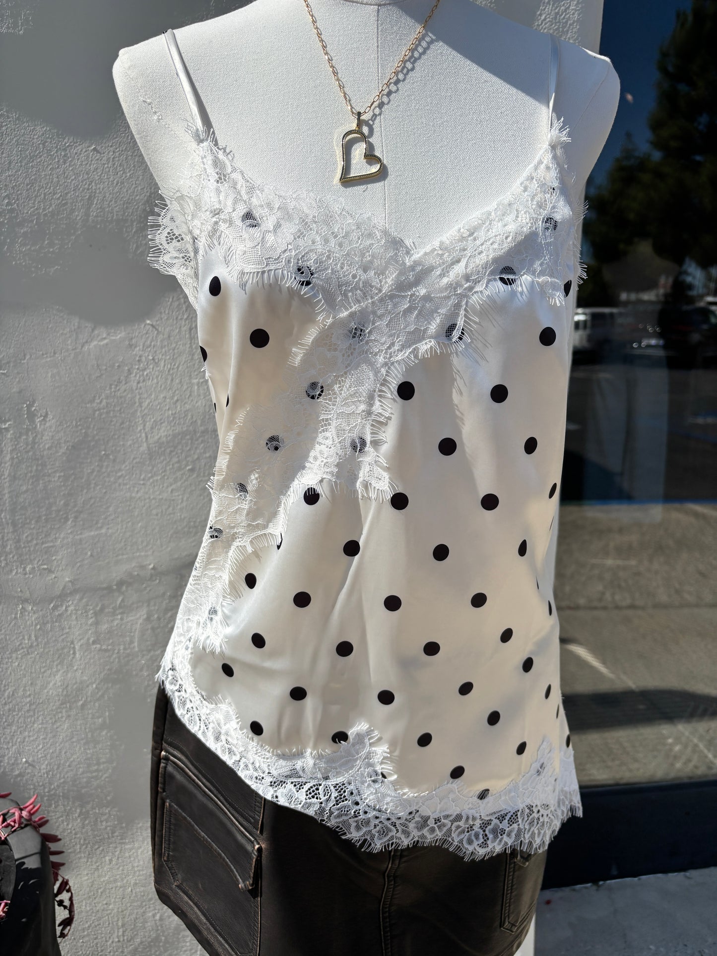 Polkdot Lace cream/black Cami-Elli