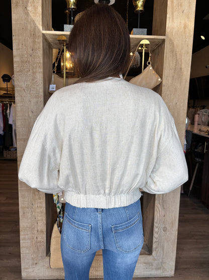Oatmeal  Zip Bomber Jacket
