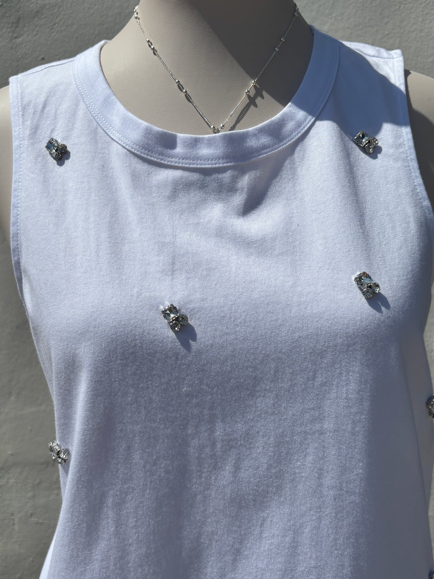 Campari Embellished  White Tank-Sanc