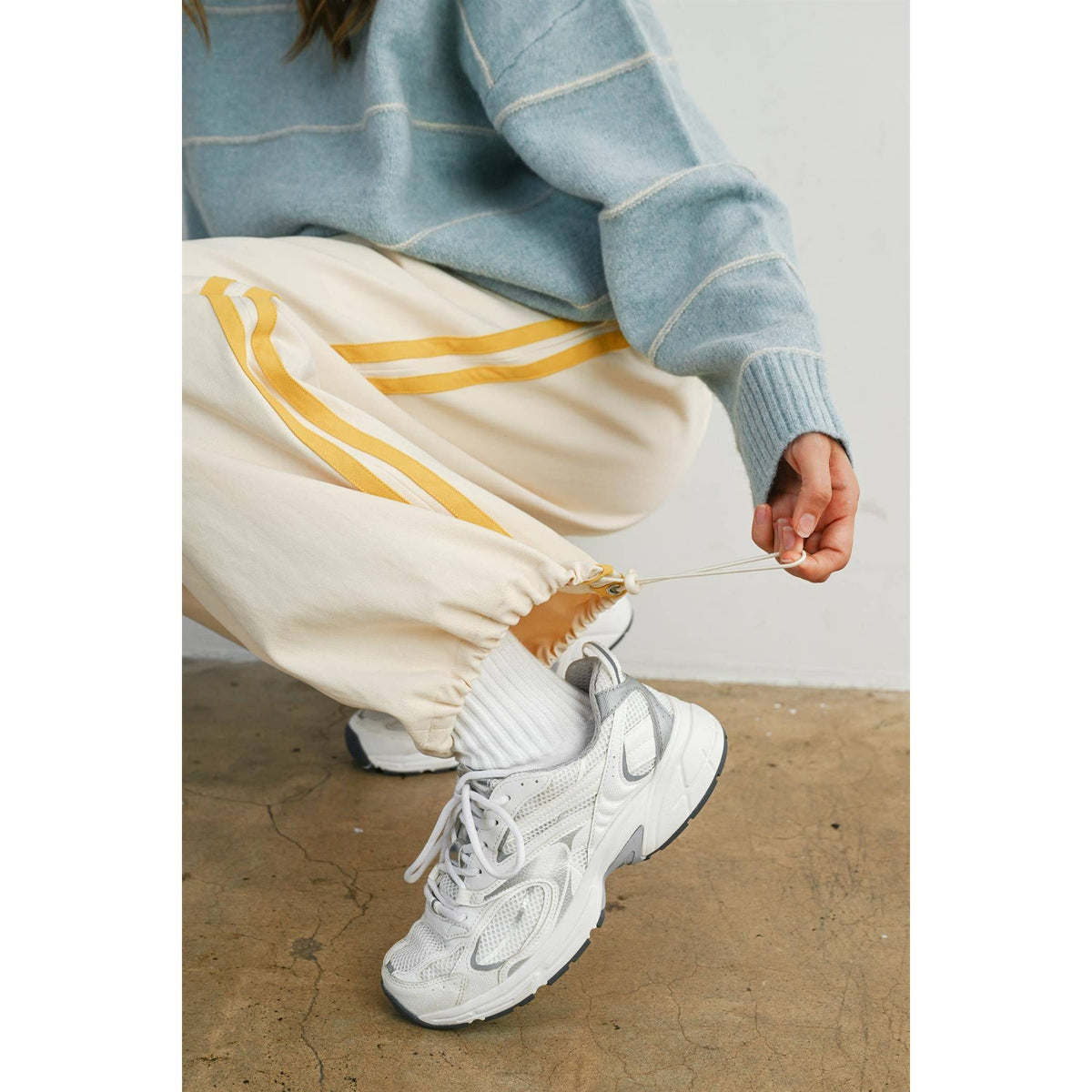 Striped Wide-Leg Drawstring Track Pants - BMP8039