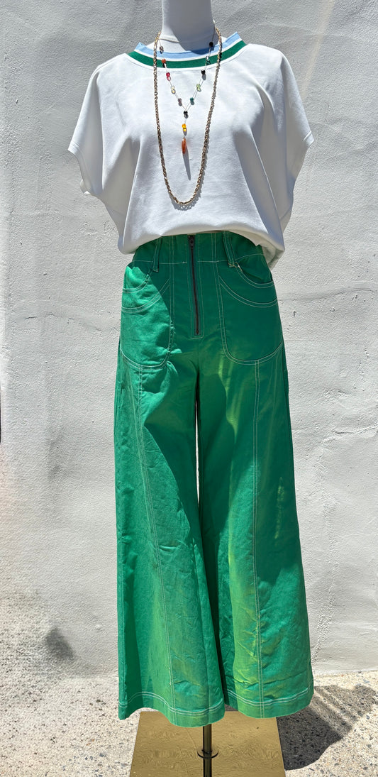 Wide Leg Pant w/ Exposed Zipper-Gi
