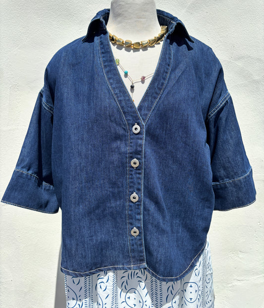 Dark Denim 3/4 Sleeve Top-ml