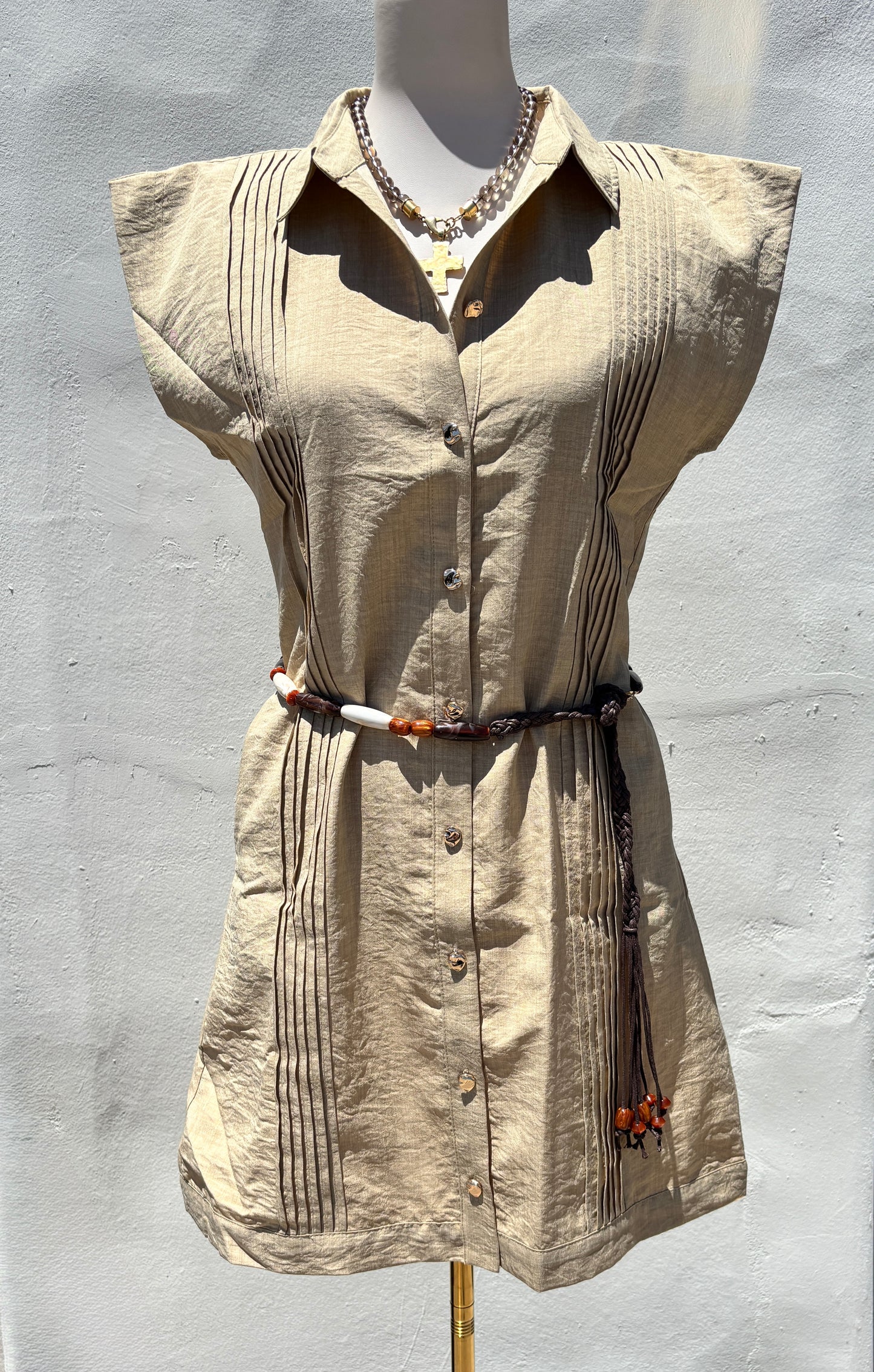 Mini Shirt Dress Khaki-Gi