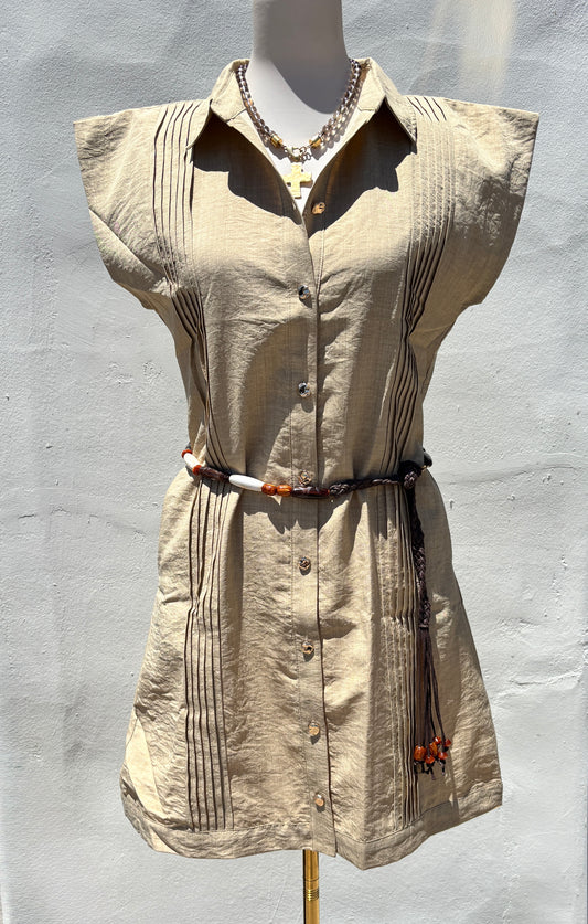 Mini Shirt Dress Khaki-Gi