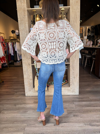 Beige Crochet Top - OS