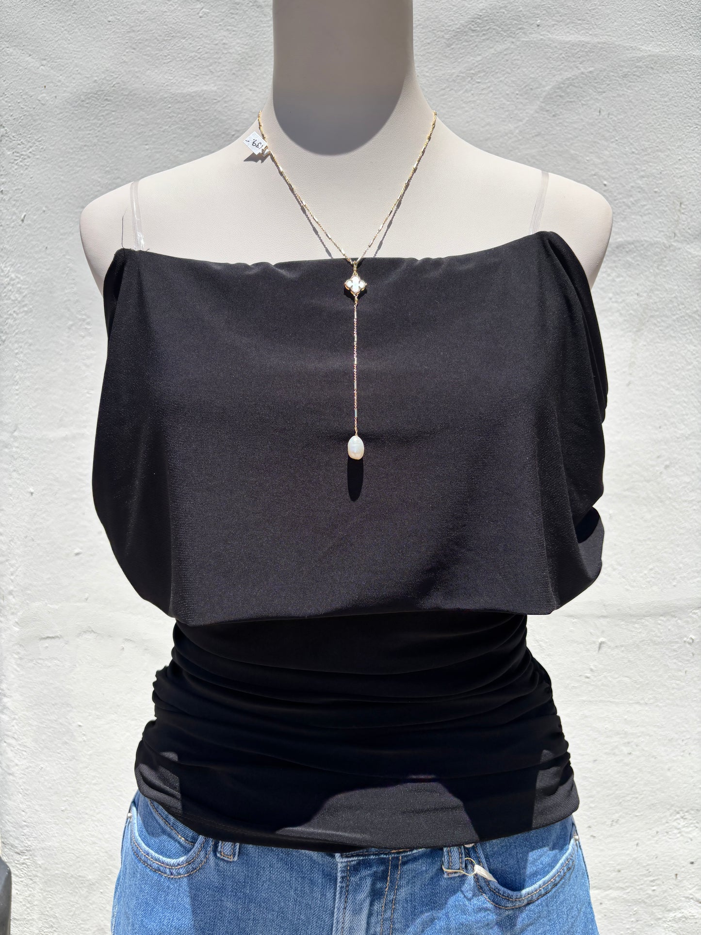Off Shoulder Black Top-Mrose
