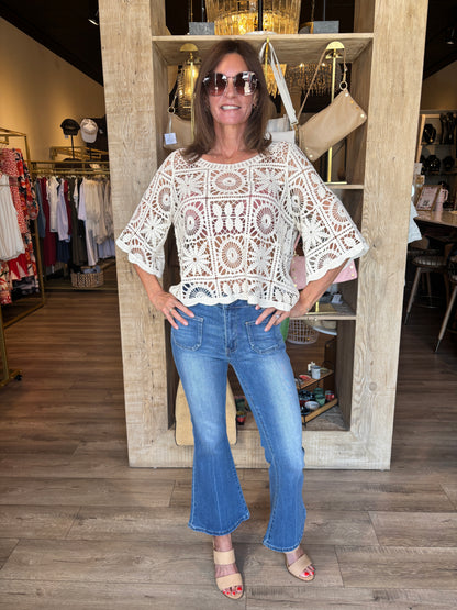 Beige Crochet Top - OS