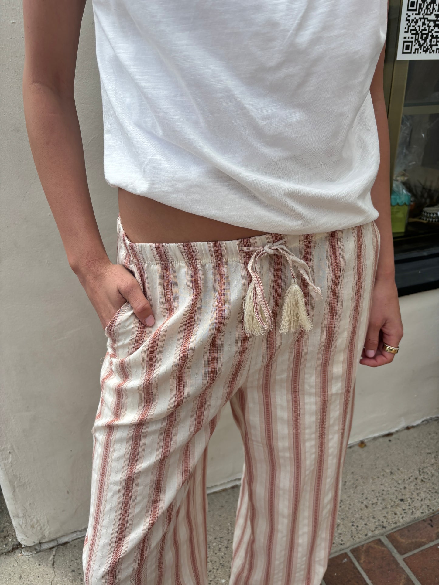 Strip Pant w/Drawstring-Poem