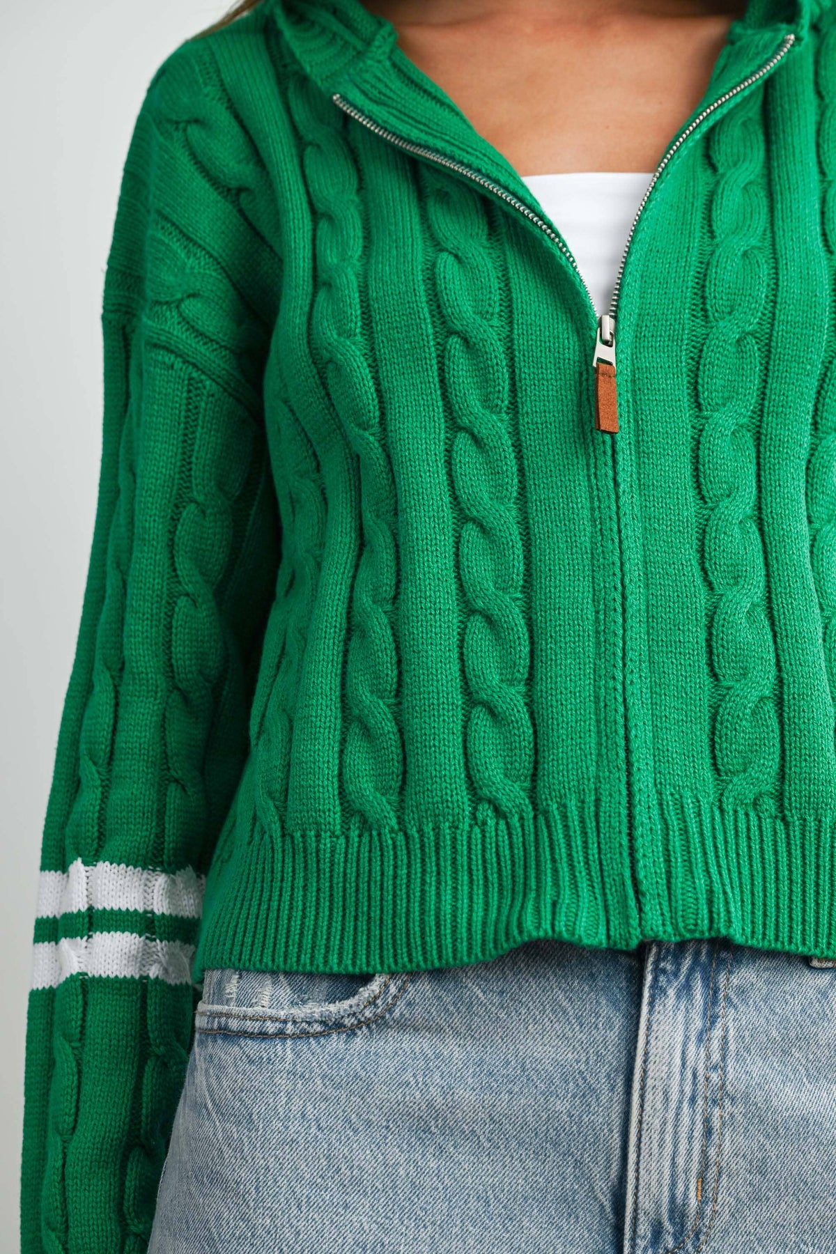 Cable Knit Zip-Up Hoodie Cardigan - BMC8196