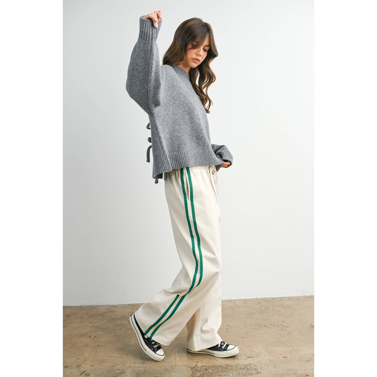 Striped Wide-Leg Drawstring Track Pants - BMP8039