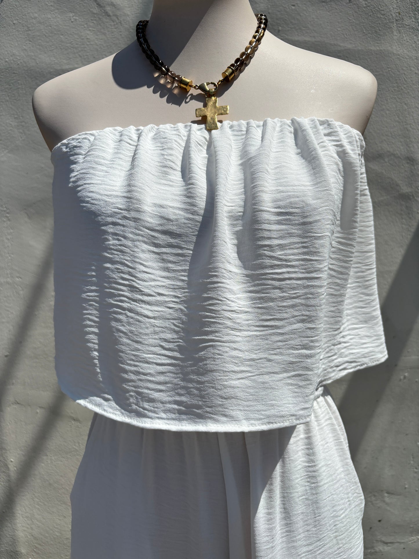 White Strapless Jumpsuit-Ty