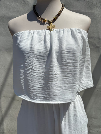 White Strapless Jumpsuit-Ty