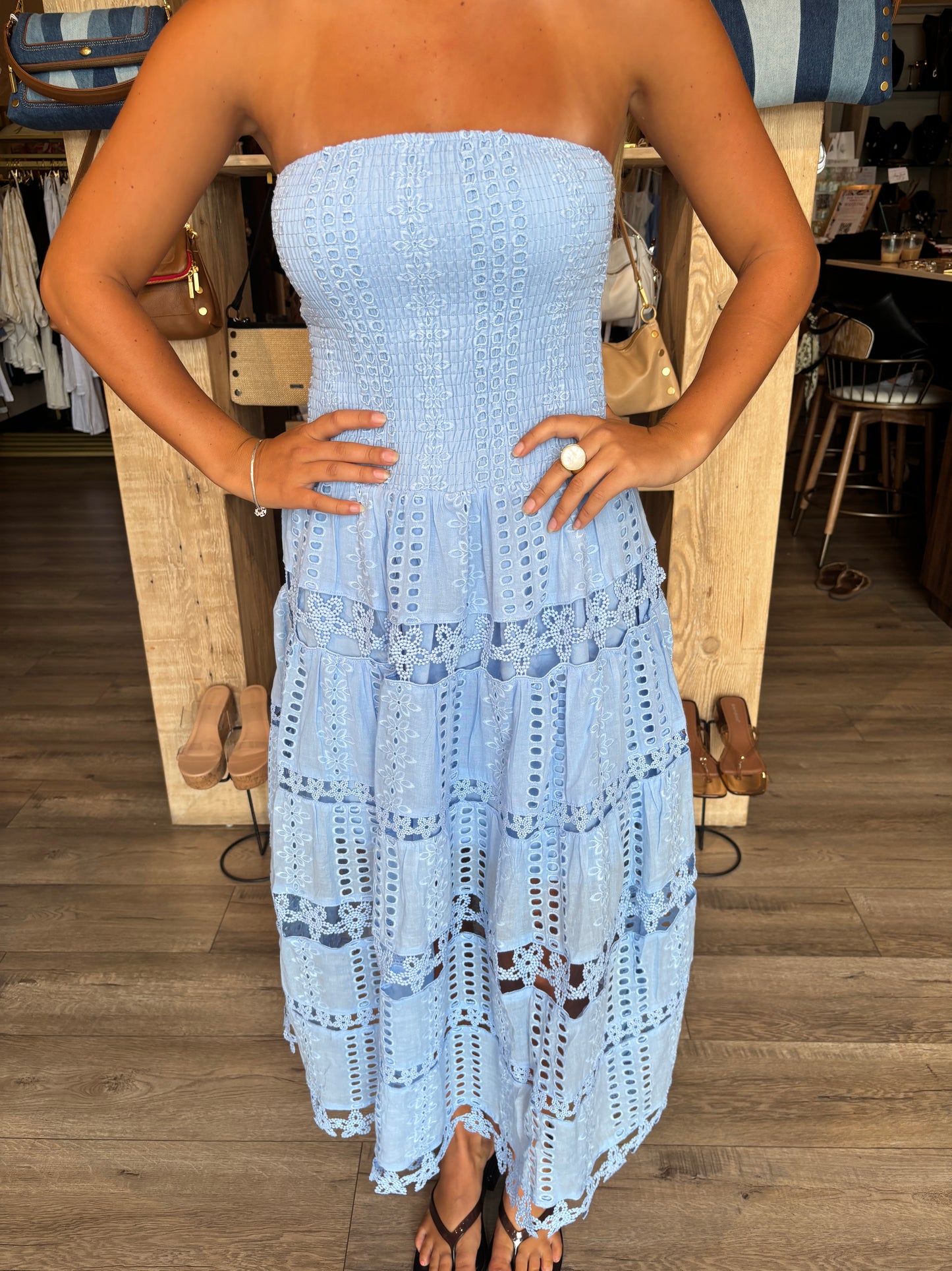 Eyelet Lace Tube Dress-STBO