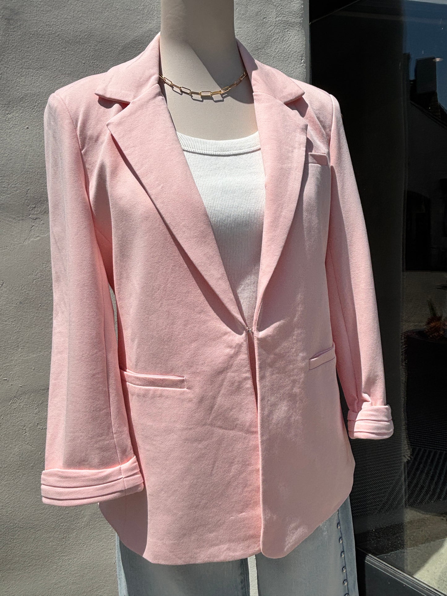 Solid Open Blazer-Elli