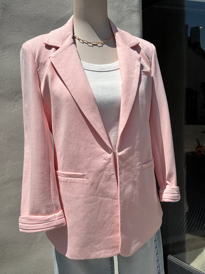 Solid Open Blazer-Elli