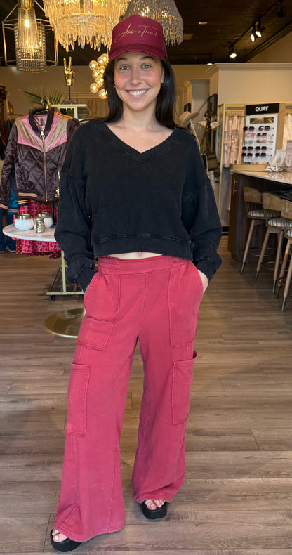 Sweatpants wide leg with front detail