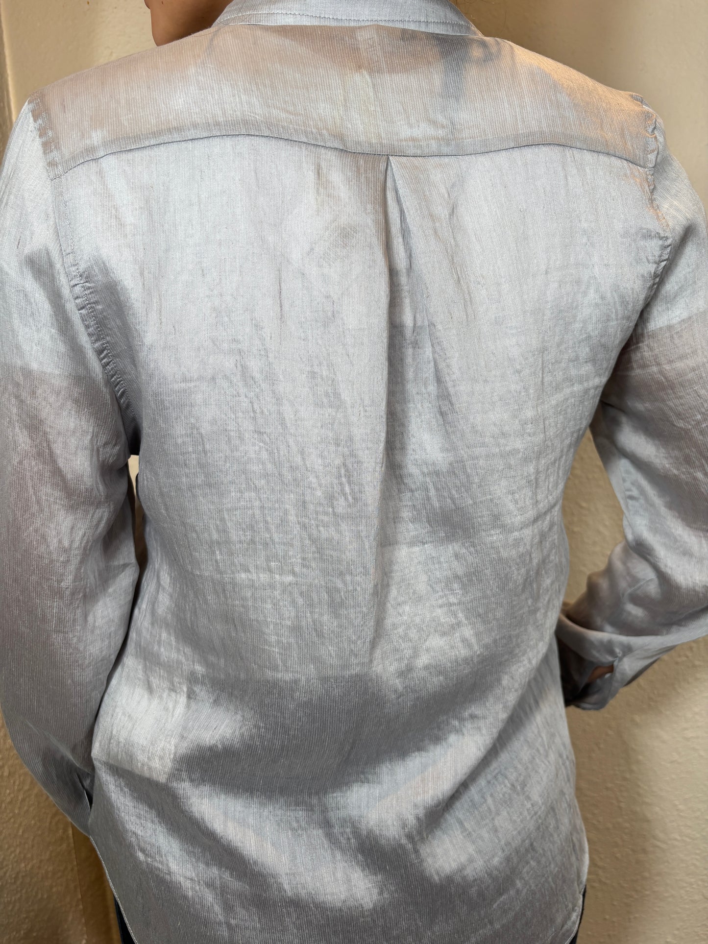 Collared Blouse with Button Accent