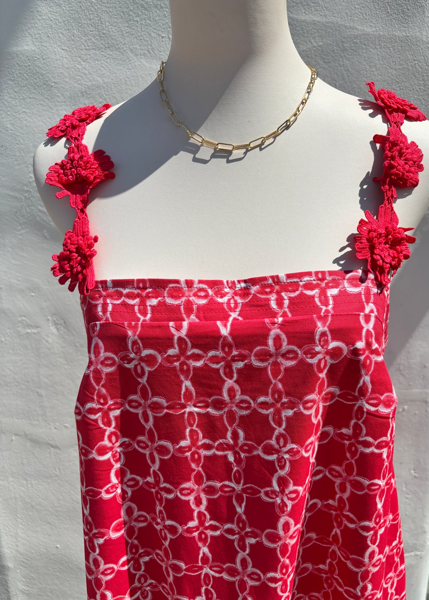 Red Babydoll Mini Dress w/Floral Lace-StBo