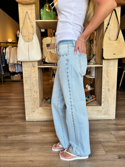 Light Denim Low Rise Studded Baggy Jean-JBD