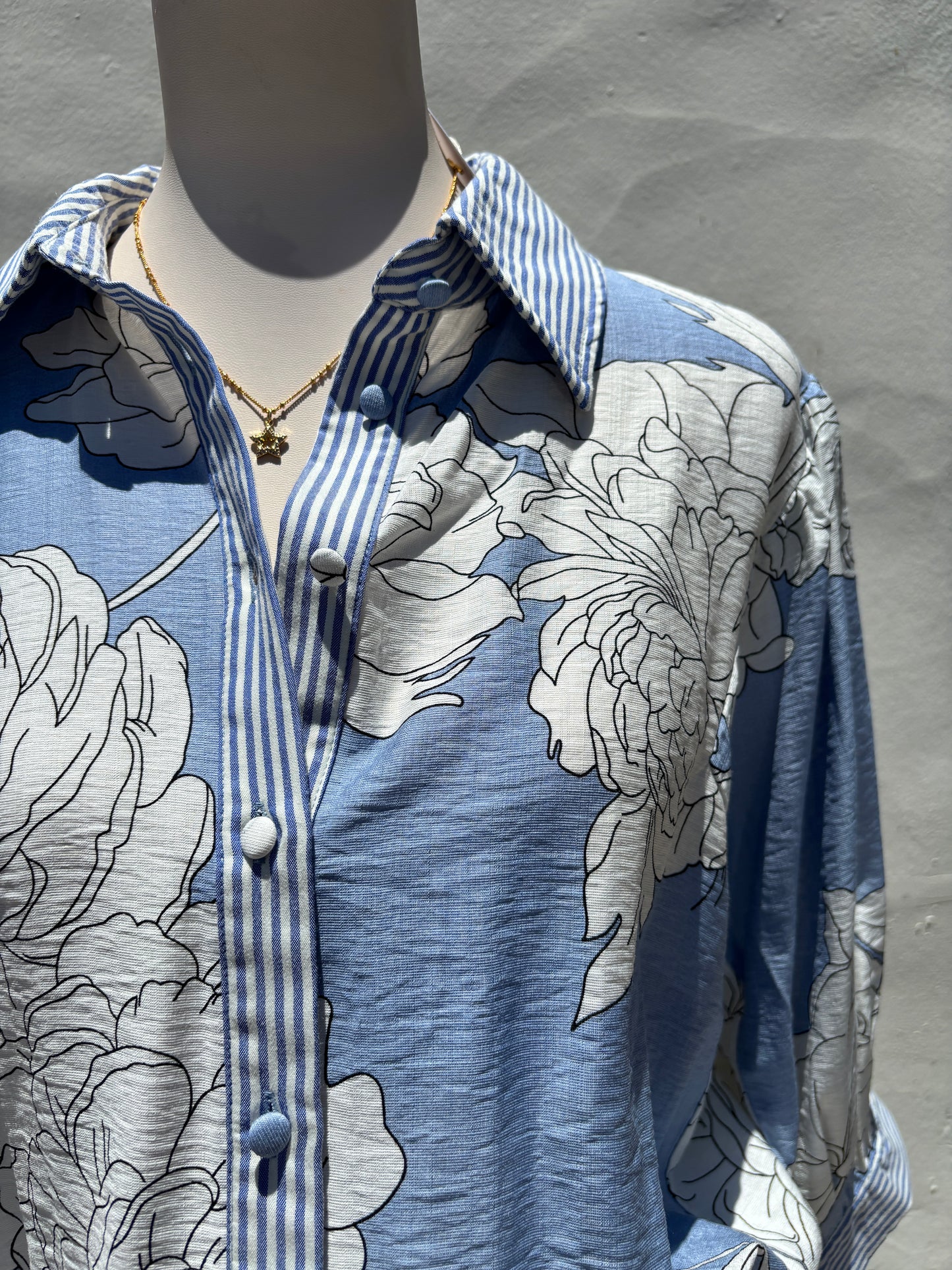 Floral Blue Mix Button Down Shirt-Gi