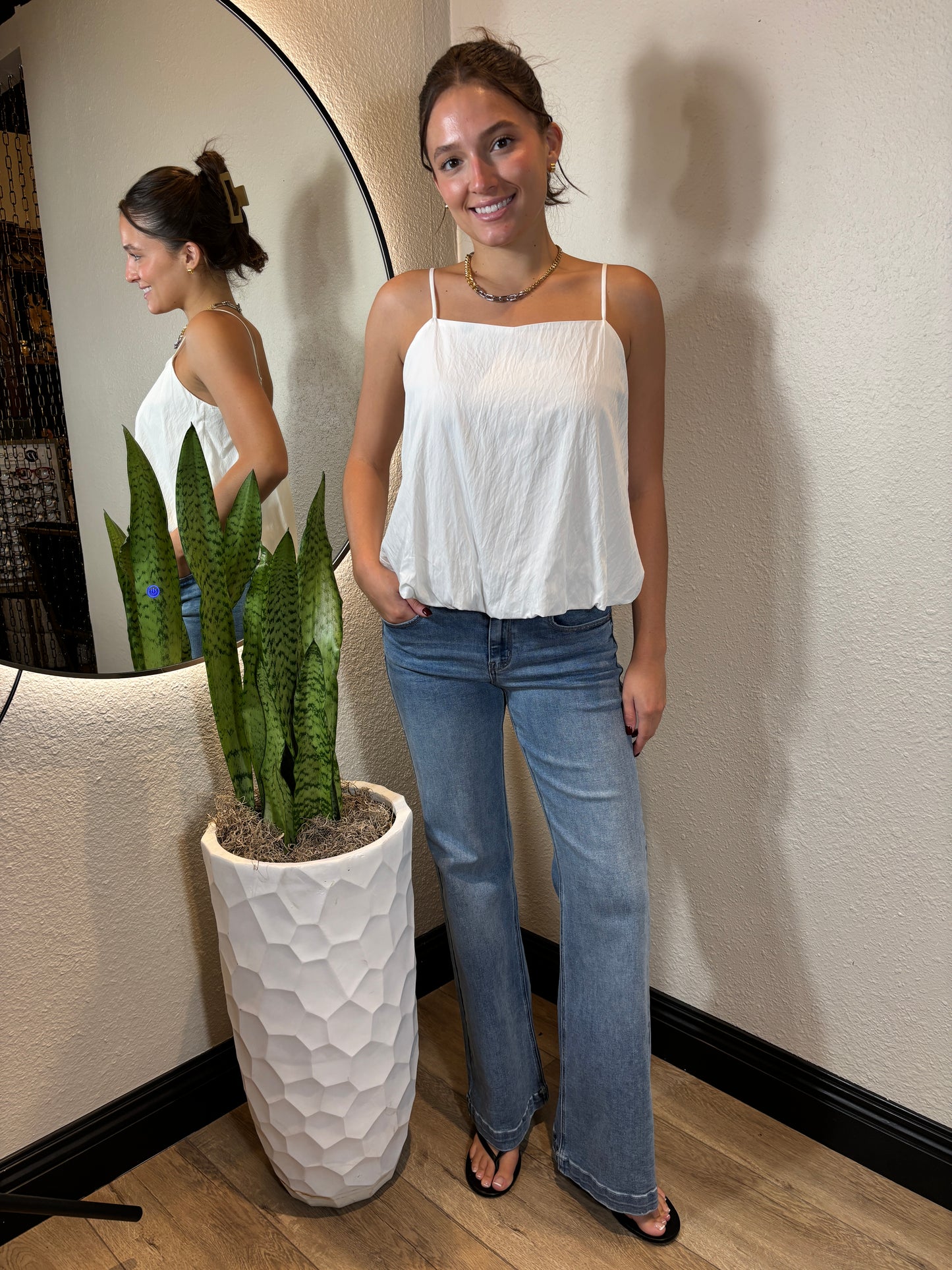 Billowy Cami Top with Bubble Hem